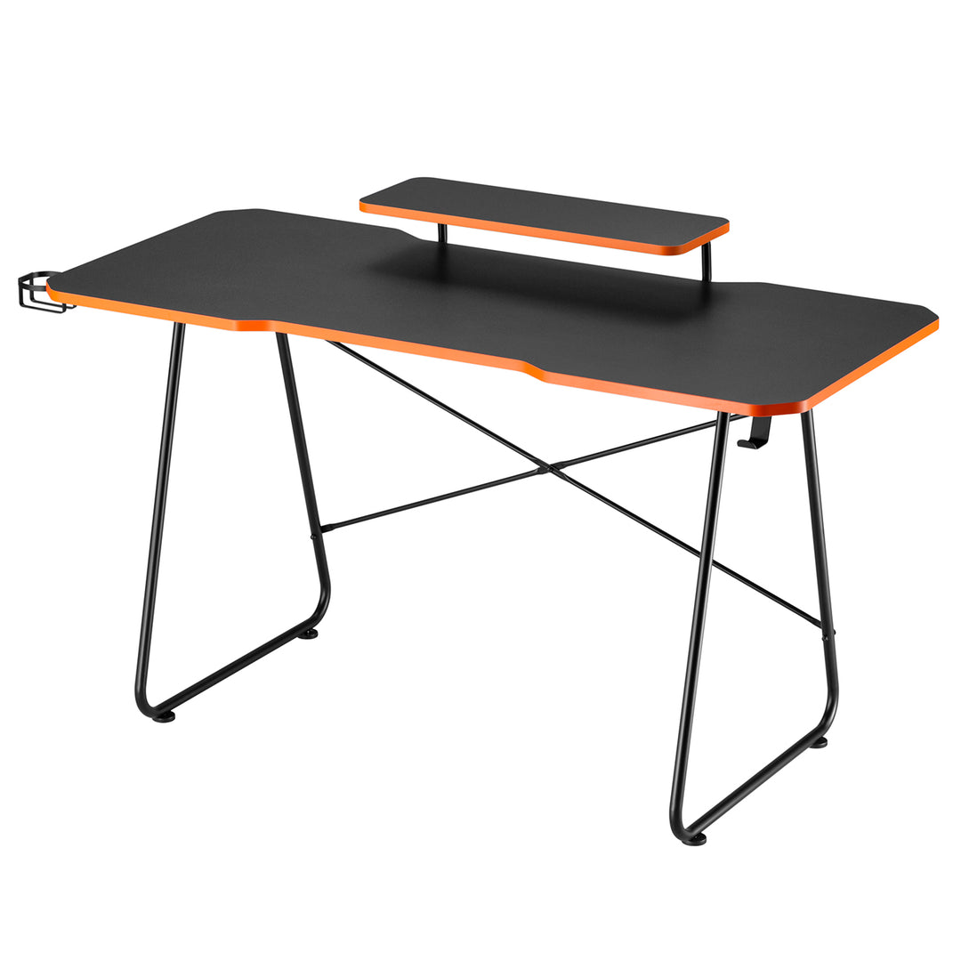 Játékasztal monitorpolccal NanoRS, 50kg max, magasság 850mm, fekete, RS170+Kábelrendező / asztali rács Nano RS, 1345mm, fekete és piros, RS125