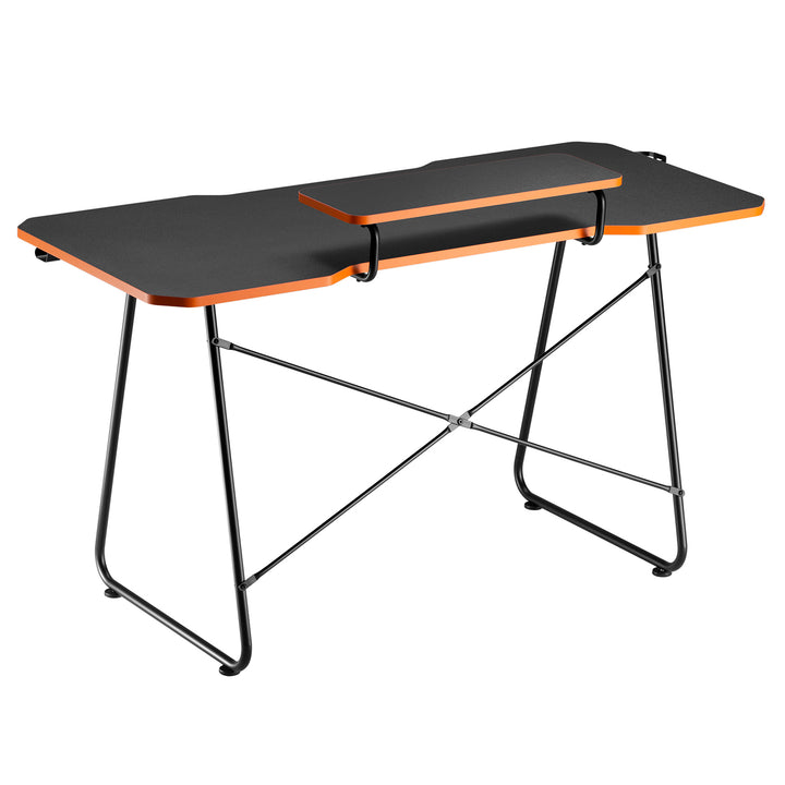 Játékasztal monitorpolccal NanoRS, 50kg max, magasság 850mm, fekete, RS170+Kábelrendező / asztali rács Nano RS, 1345mm, fekete és piros, RS125
