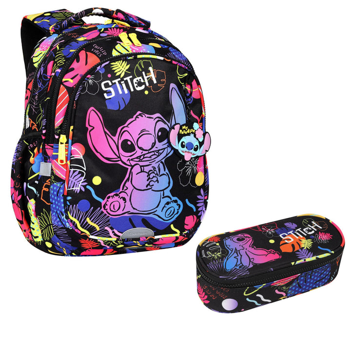 Coolpack Jerry DISNEY STITCH 19 L iskolai hátizsák fekete + CoolPack Campus Disney Stitch ovális iskolai tolltartó F062886