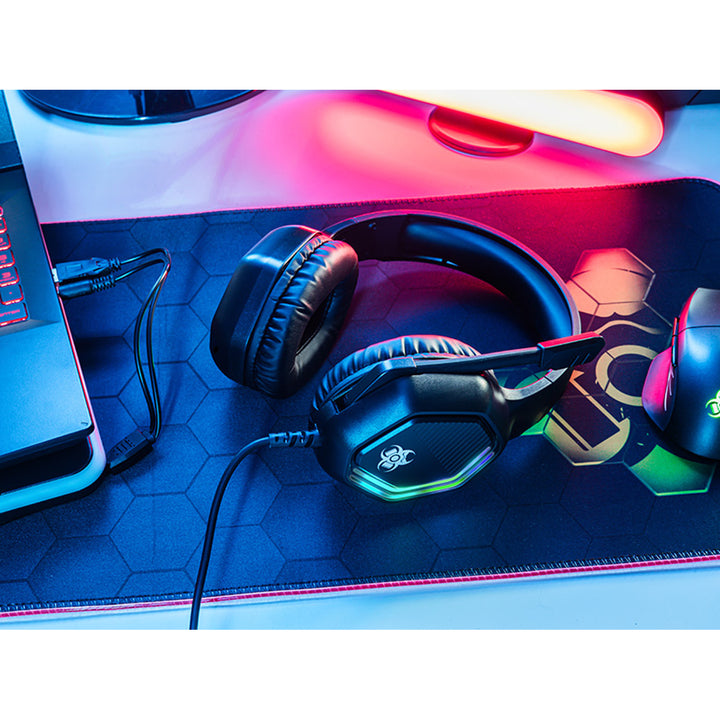 Tracer gaming fejhallgató, RGB háttérvilágítás, összehajtható mikrofon, Gamezone GZ X3
