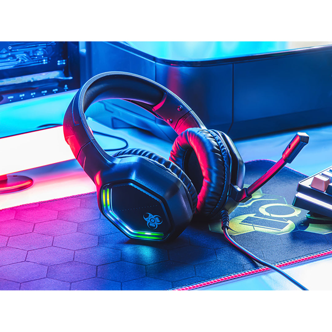 Tracer gaming fejhallgató, RGB háttérvilágítás, összehajtható mikrofon, Gamezone GZ X3