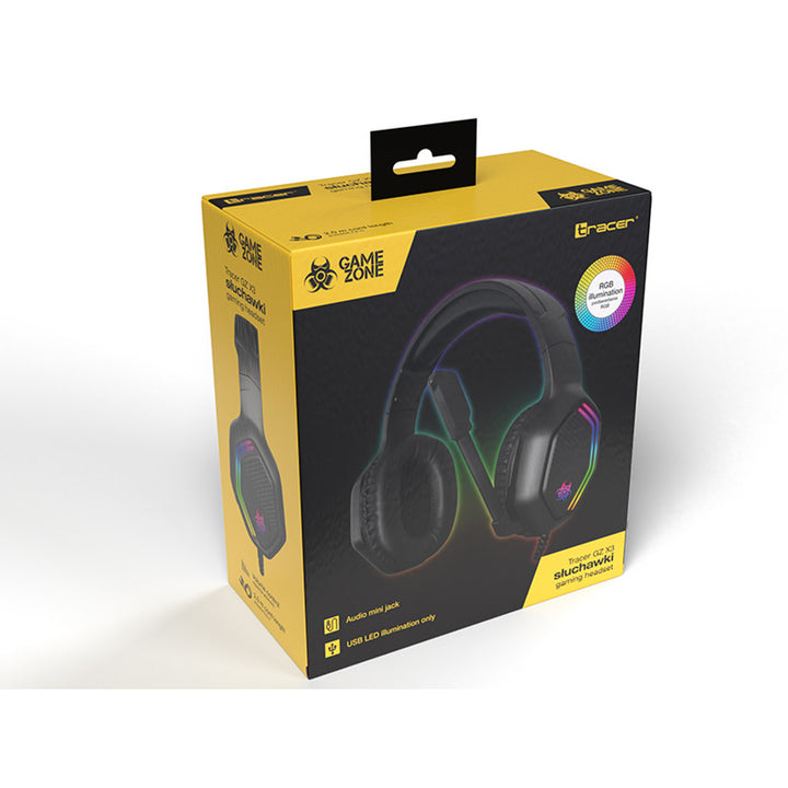 Tracer gaming fejhallgató, RGB háttérvilágítás, összehajtható mikrofon, Gamezone GZ X3
