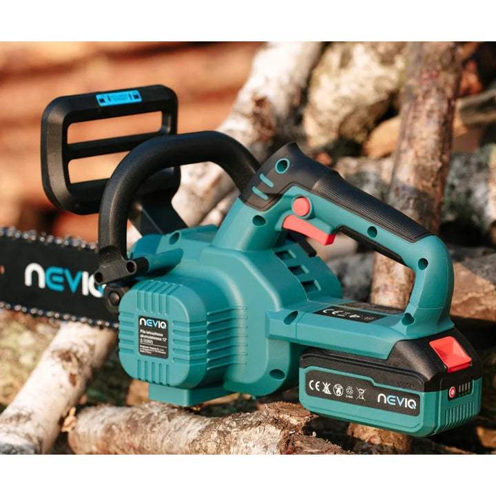 NEVIQ akkumulátoros láncfűrész, 12'' rúd, 1000W, kefe nélküli motor, L12302