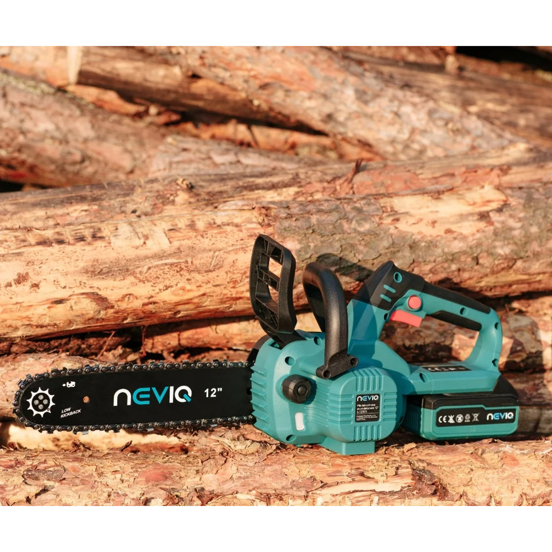 NEVIQ akkumulátoros láncfűrész, 12'' rúd, 1000W, kefe nélküli motor, L12302