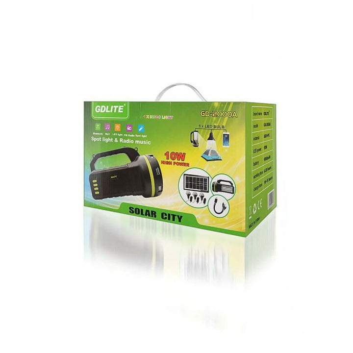 Verna multifunkciós napelemes zseblámpa, 6in1, powerbank, napelem, lámpa, LED lámpák, hangszóró+rádió, Tur000008