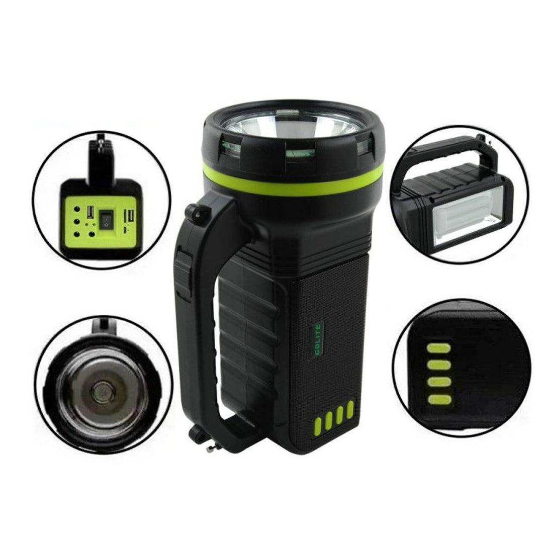 Verna multifunkciós napelemes zseblámpa, 6in1, powerbank, napelem, lámpa, LED lámpák, hangszóró+rádió, Tur000008