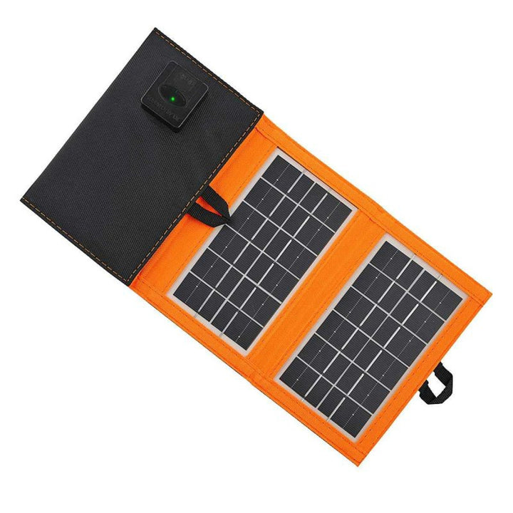 Napelem, töltő, 6W, 1 USB port, fekete és narancssárga, A01