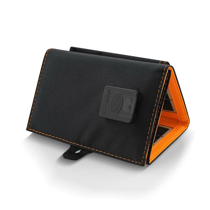 Napelem, töltő, 6W, 1 USB port, fekete és narancssárga, A01
