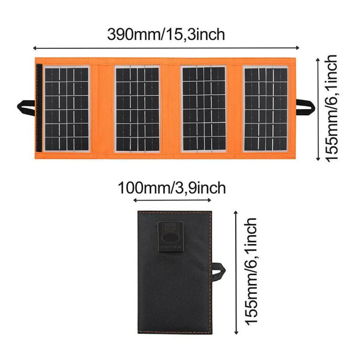Napelem, töltő, 6W, 1 USB port, fekete és narancssárga, A01