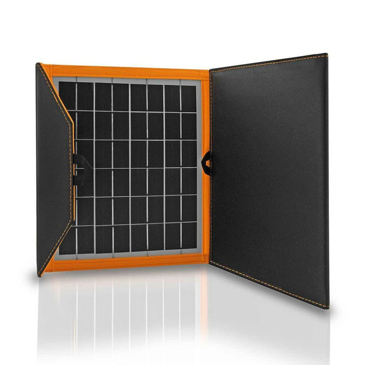 Napelem, töltő, 15W, 1 USB port, fekete és narancssárga, A04