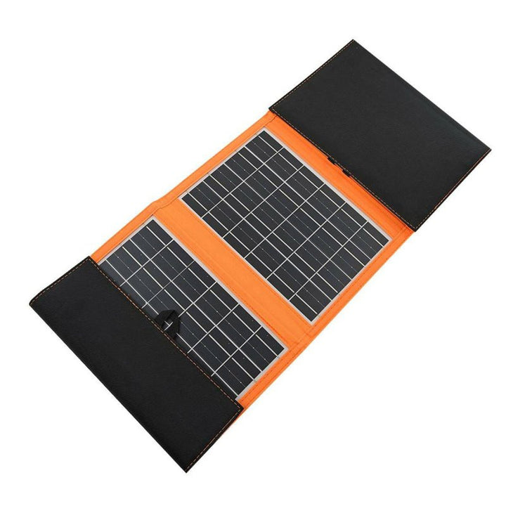 Napelem, töltő, 20W, 2 USB port, fekete és narancssárga, A05