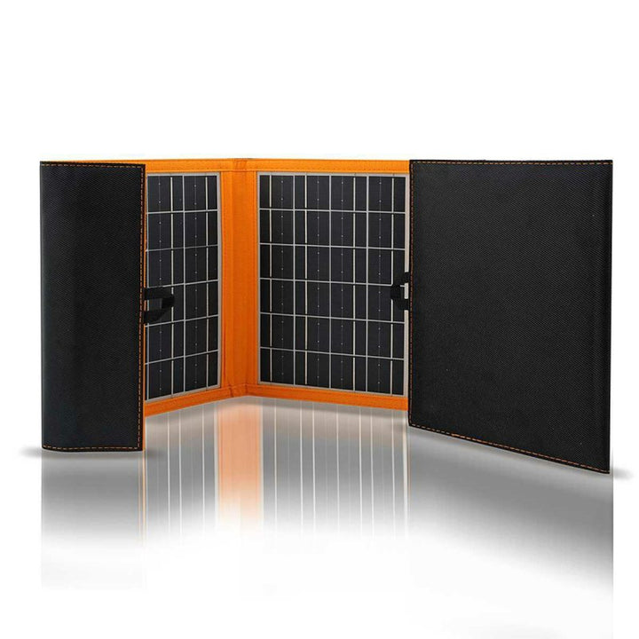 Napelem, töltő, 20W, 2 USB port, fekete és narancssárga, A05