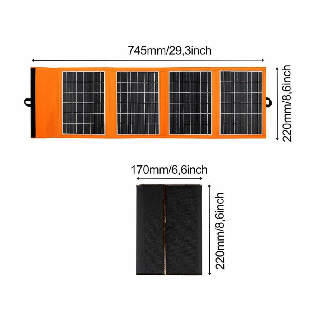 Napelem, töltő, 20W, 2 USB port, fekete és narancssárga, A05