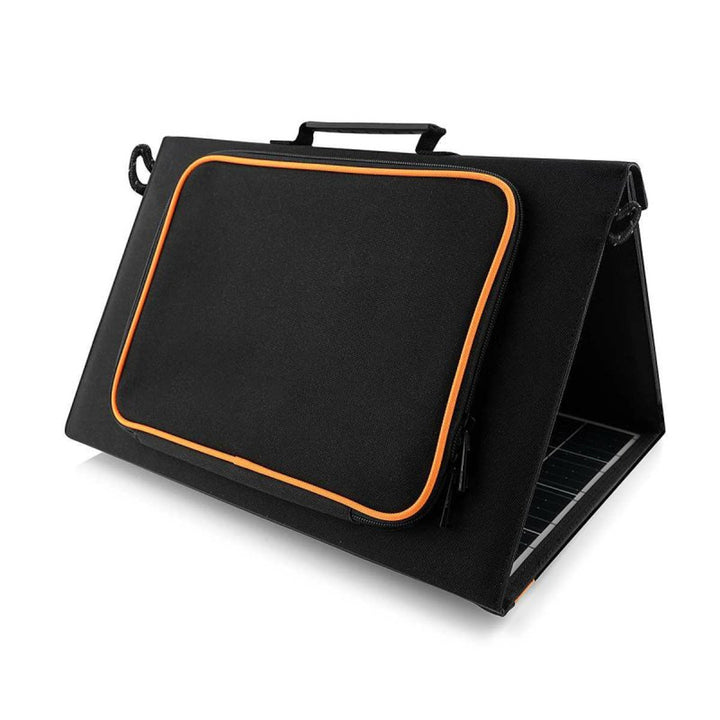 Napelem, töltő, 60W, 2 USB port, fekete és narancssárga, A06