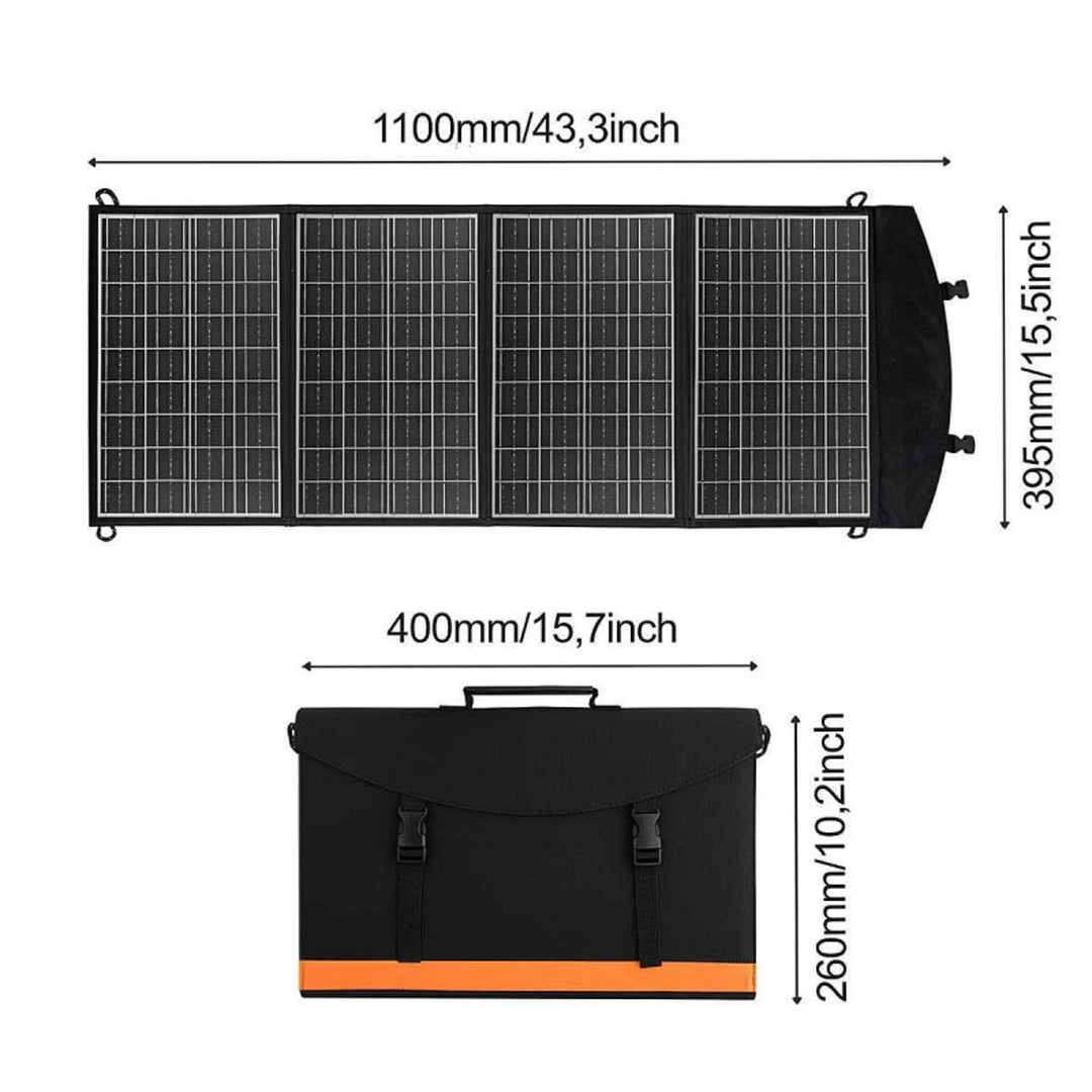 Napelem, töltő, 60W, 2 USB port, fekete és narancssárga, A06