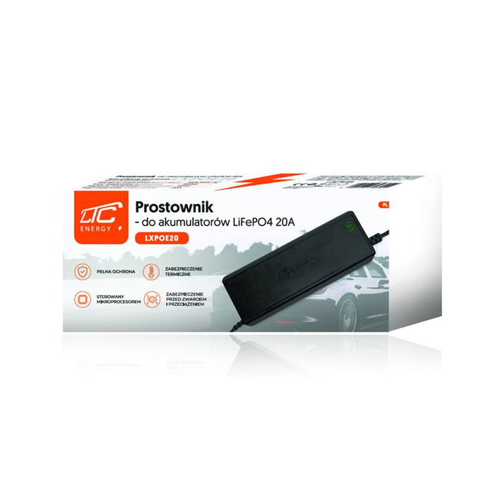 LTC Energy LiFePO4 akkumulátor egyenirányító, BMS, 20A, 230/14.6V, 300W teljesítmény, beépített védelem, LXPOE20