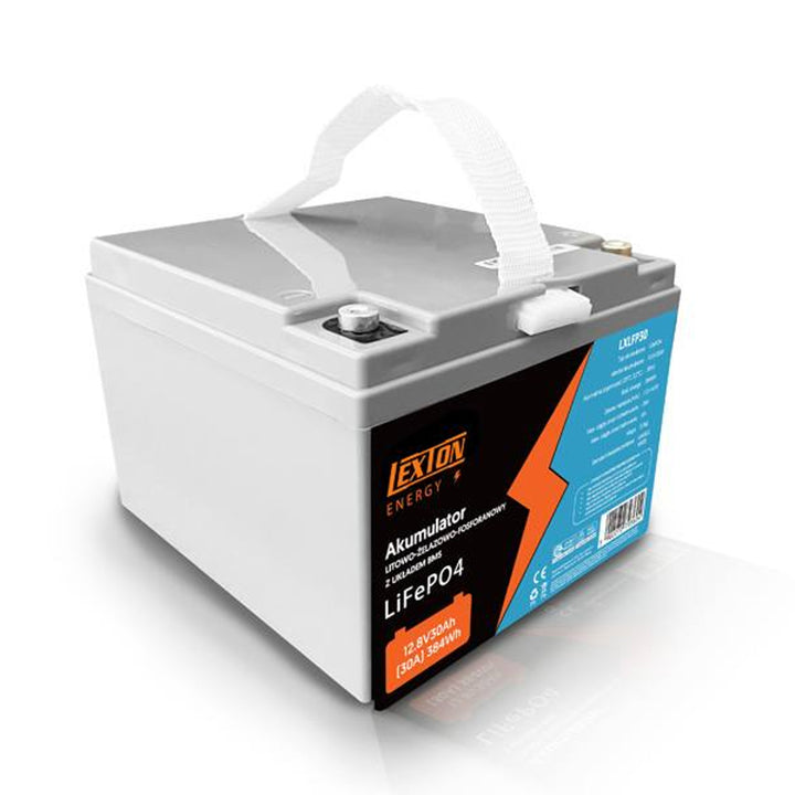 LiFePo4 Lexton lítium-vas-foszfát akkumulátor, BMS, 12.8V, 30Ah, LXLFPP30