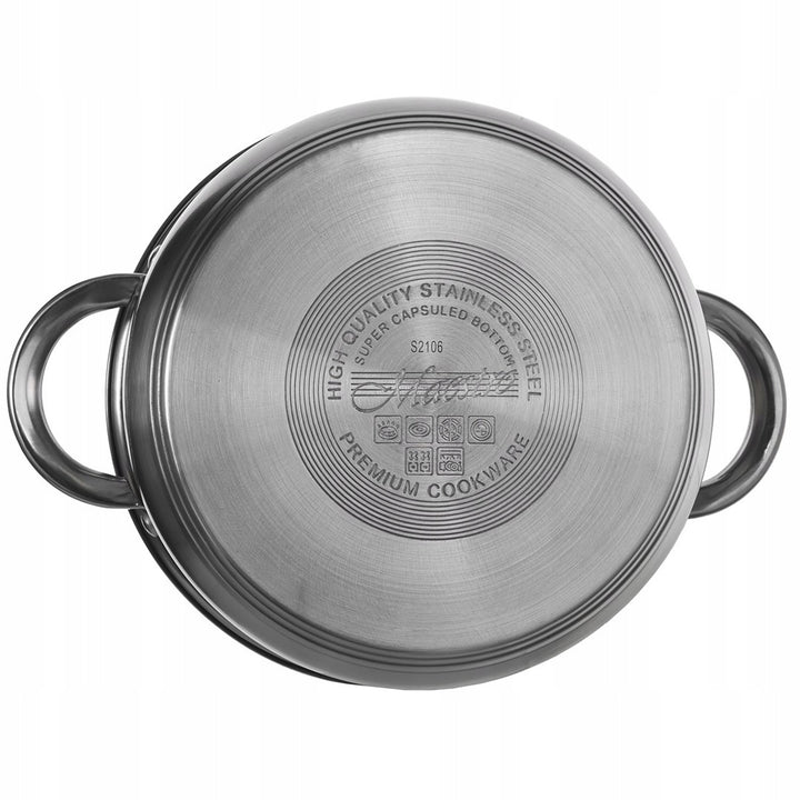 Maestro 9 darabos főzőedénykészlet 1,5L, 2L, 3L, 5L, rozsdamentes acél, mosogatógépben mosható, minden típusú tűzhelyhez alkalmas, főzőlap, MR-2021