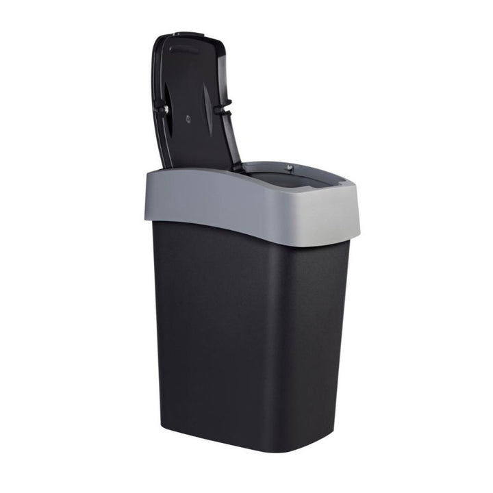 Curver hulladékgyűjtő, fedéllel, csuklós, 25l, fekete/ezüst, Flip Bin