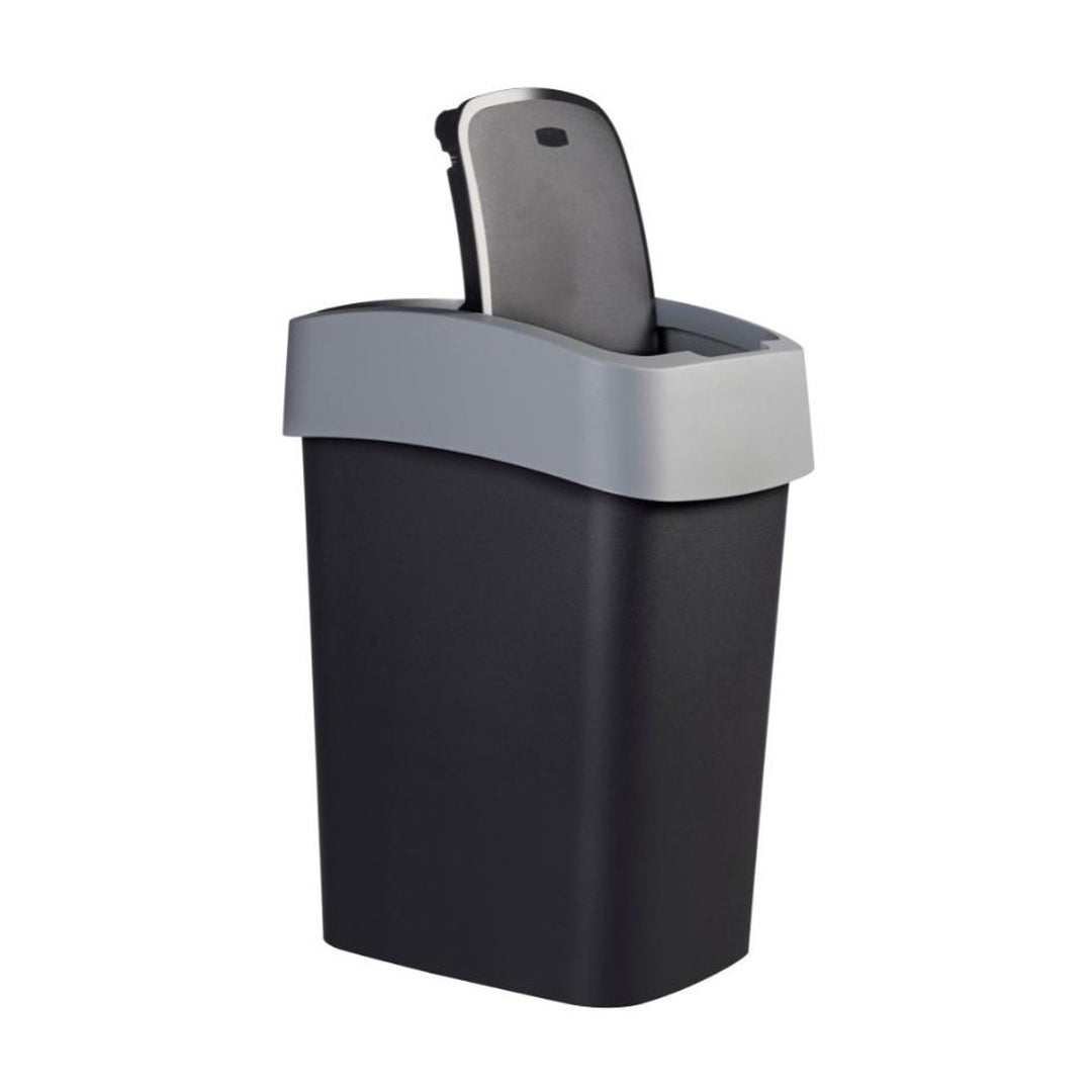 Curver hulladékgyűjtő, fedéllel, csuklós, 25l, fekete/ezüst, Flip Bin