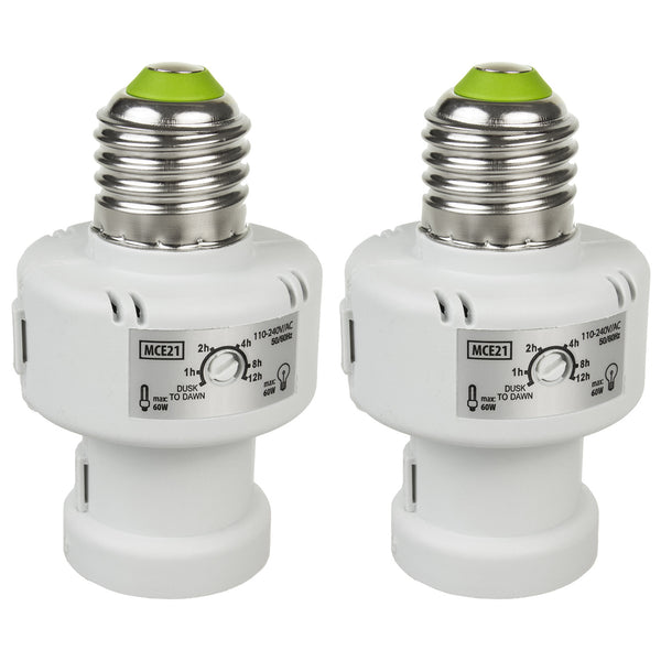 Maclean izzótartó, E27, max. 100W, szürkületérzékelővel, időzítővel, fehér, MCE21W, 2 darab