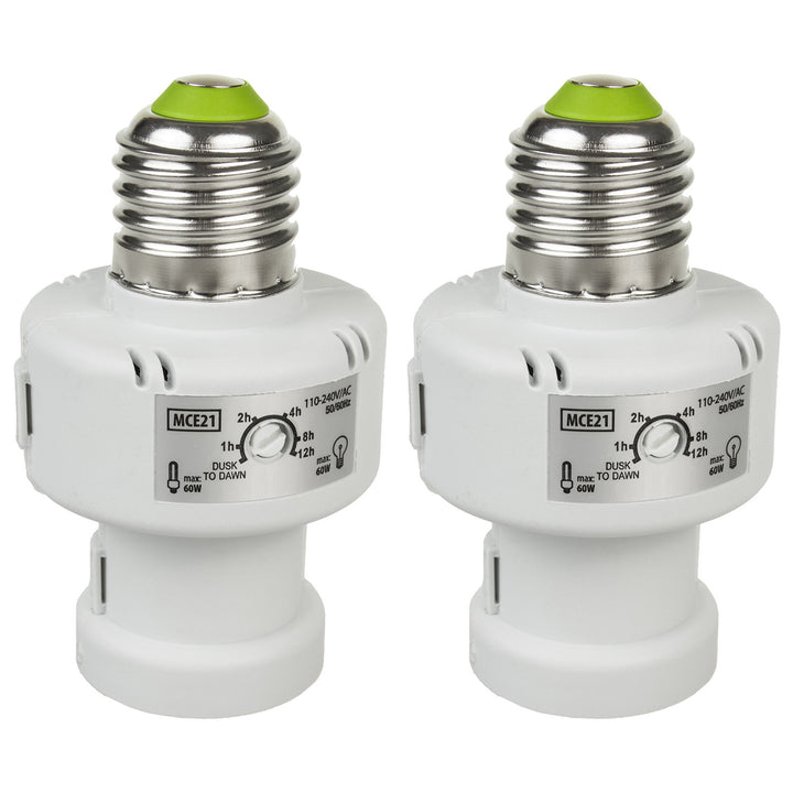 Maclean izzótartó, E27, max. 100W, szürkületérzékelővel, időzítővel, fehér, MCE21W, 2 darab