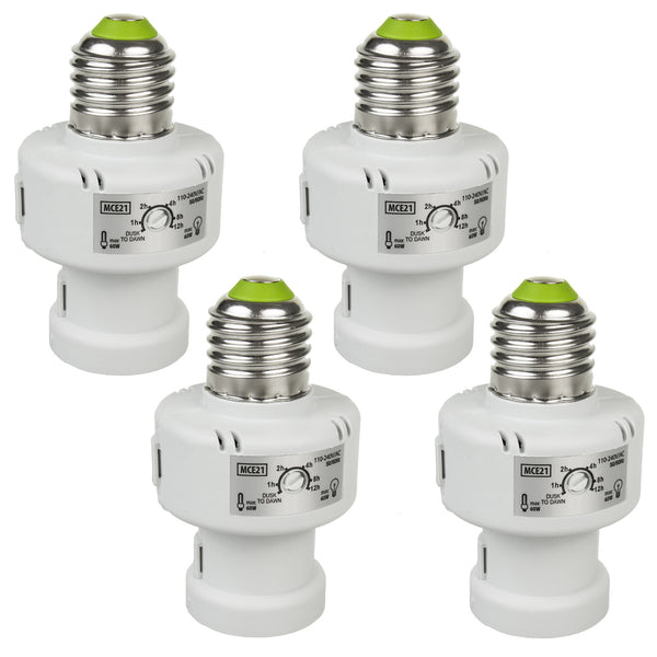 Maclean izzótartó, E27, max. 100W, szürkületérzékelővel, időzítővel, fehér, MCE21W, 4 db