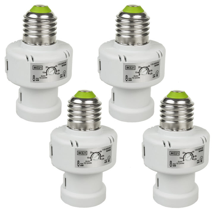 Maclean izzótartó, E27, max. 100W, szürkületérzékelővel, időzítővel, fehér, MCE21W, 4 db