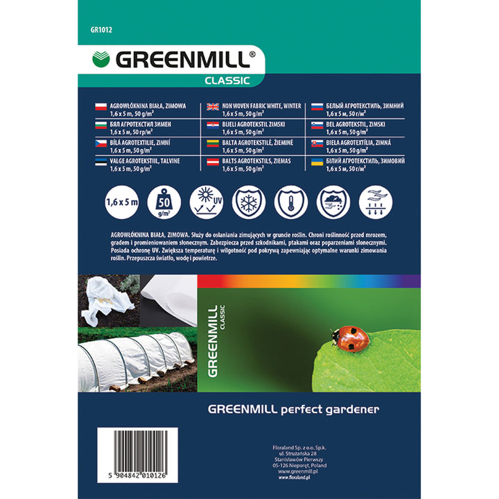 Greenmill agrotextília, téli, 50g, 1,6x5m, fehér, GR1012