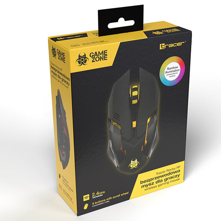 Tracer játékegér, vezeték nélküli, 500mAh akkumulátor, 3200 DPI, Gamezone Rocky RF Nano