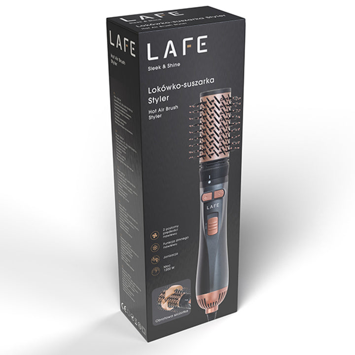 LAFE forgó hajsütővas/szárító, 2 sebesség, 3 hőfok, ionizáció, 1200W, Sleek és Shine Style