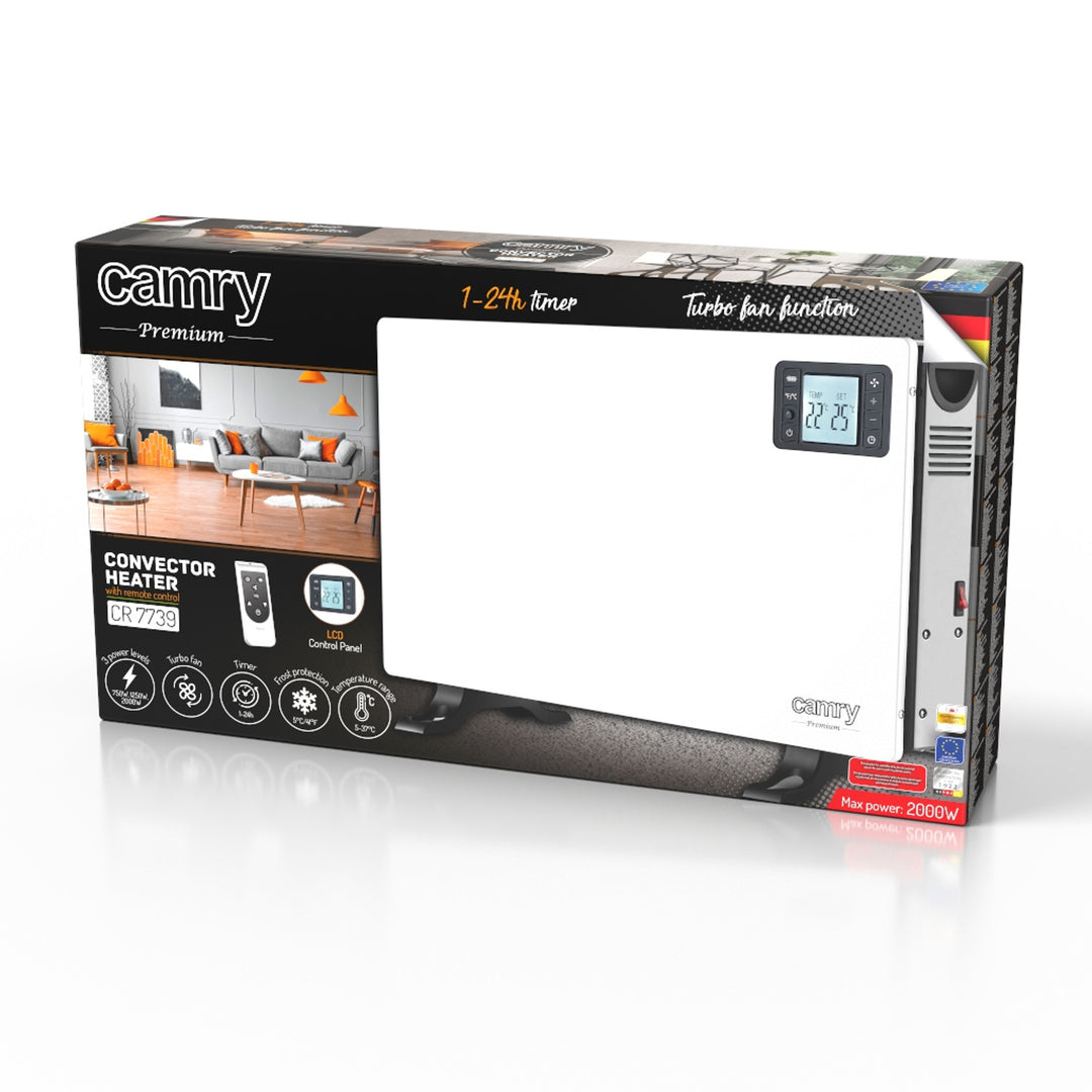 Camry konvektoros fűtőtest, teljesítmény 2000W, LCD panel, távirányító, időzítő, termosztát, CR 7739