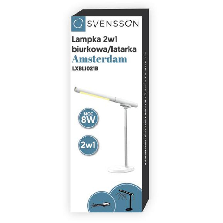 Svensson irodai lámpa / zseblámpa, 2 az 1-ben, 8W teljesítmény, USB-C töltés, fényerőszabályozás, LXBL1021B