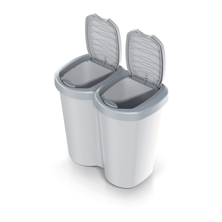 Szemeteskosár Compacta B Duo, szürke/hamuszürke, űrtartalom 40L, egy rekesz, két fedél, falra szerelhető változat, NDBS40-429U_427C