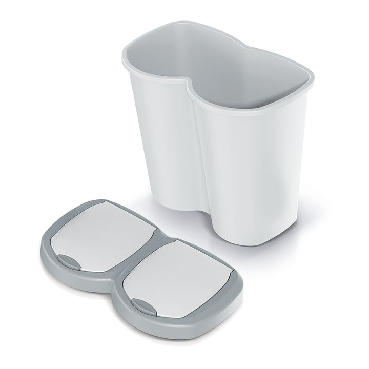 Szemeteskosár Compacta B Duo, szürke/hamuszürke, űrtartalom 40L, egy rekesz, két fedél, falra szerelhető változat, NDBS40-429U_427C