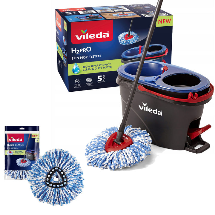 Vileda rotációs mop, két kamra, centrifugálási rendszer, összecsukható rúd, könnyű saroktisztítás, turbó H2prO + extra patron