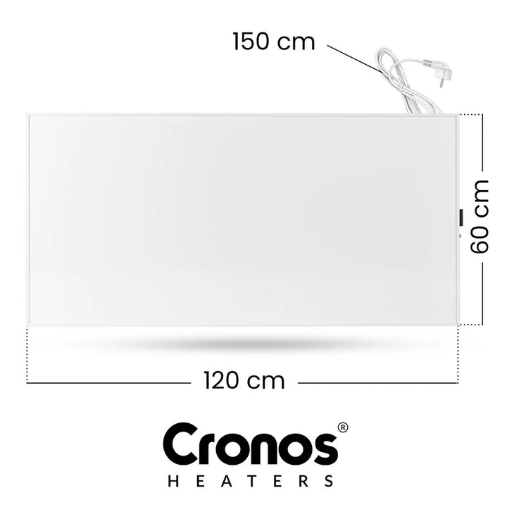 Cronos infravörös fűtőtest, 770W, okostelefon vezérlésű, beépített termosztát, 98%-os konverziós ráta, IP44 védelem, Synthelith PRO CRP-770TWP