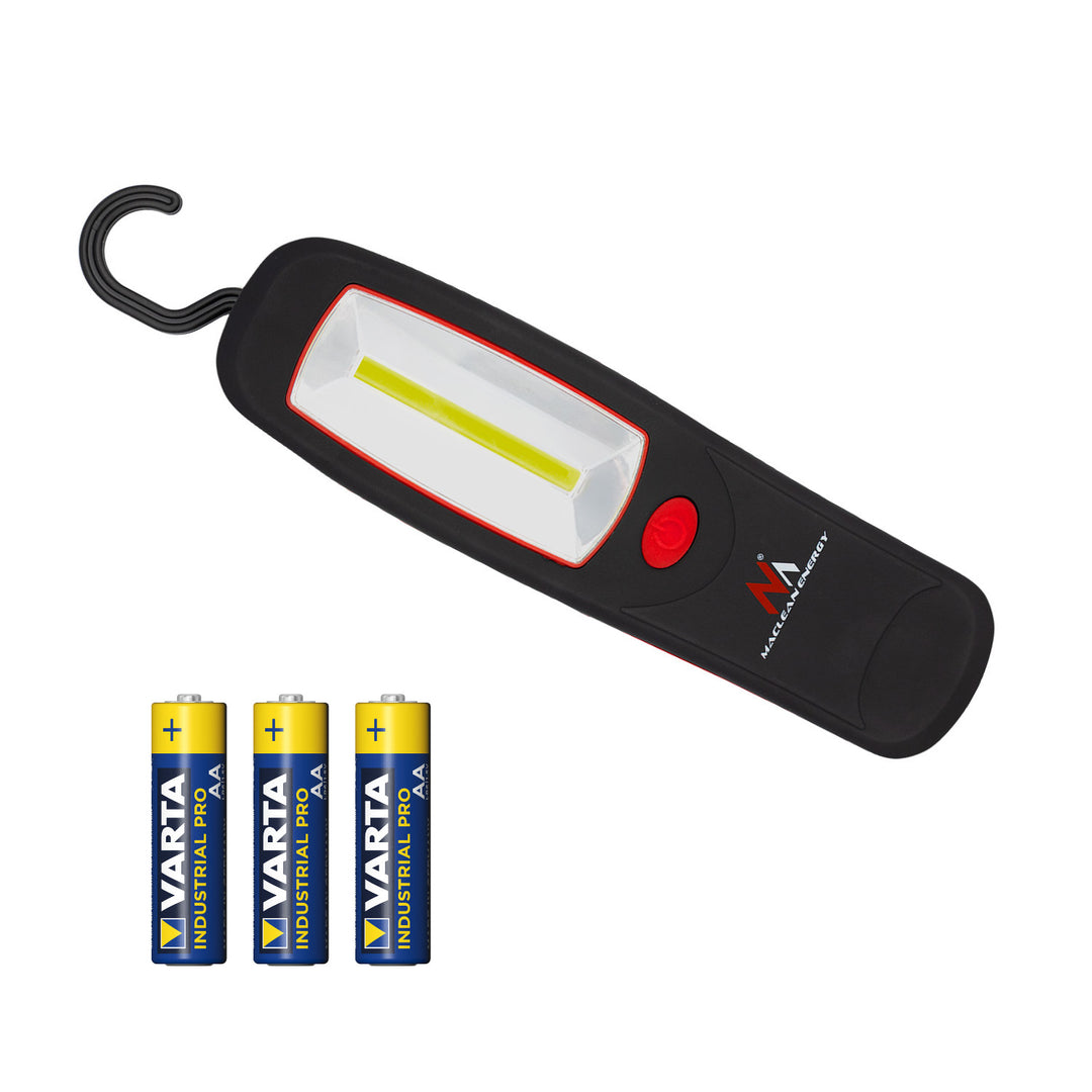 Maclean COB LED műhelylámpa, mágnes, akasztó, 3xAA, MCE03 + 3x Varta Industrial LR6/AA R-06 elem
