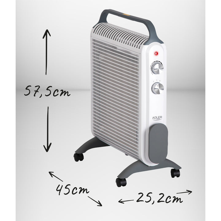 Kerekes fűtőkonvektor, 2 teljesítményfokozat, max 2000W, termosztát, AD 7750
