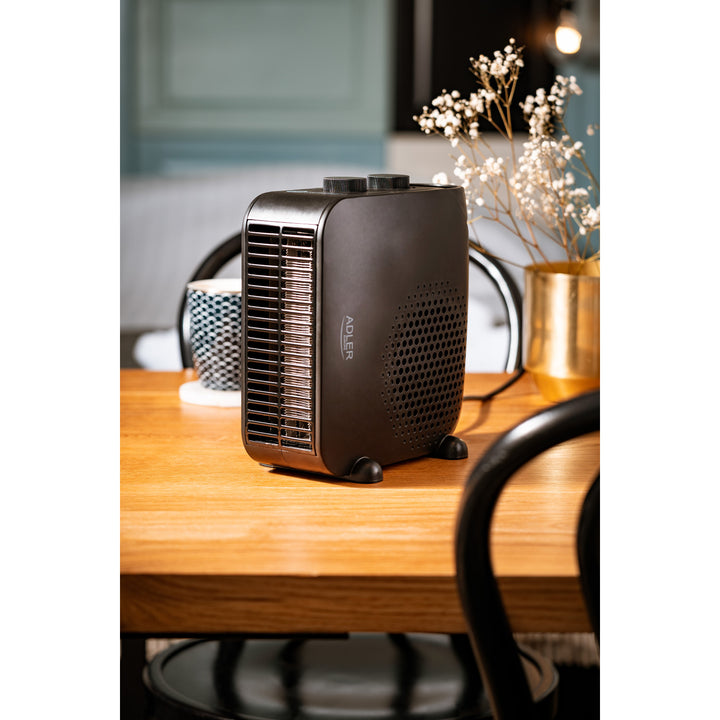 Adler fűtőventilátor, 2 teljesítményfokozat, max 2000W, termosztát, fekete, AD 7725