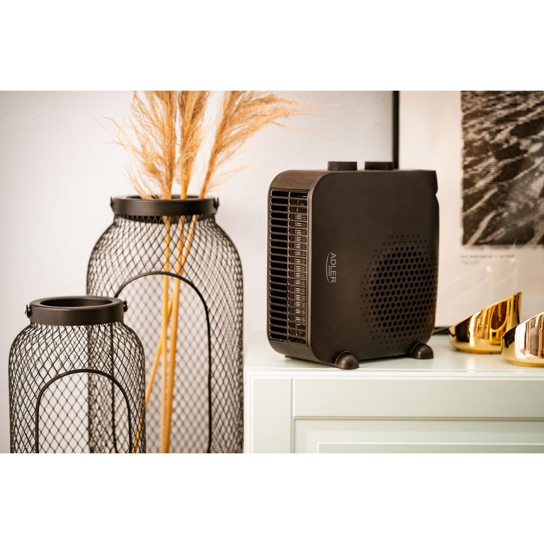 Adler fűtőventilátor, 2 teljesítményfokozat, max 2000W, termosztát, fekete, AD 7725