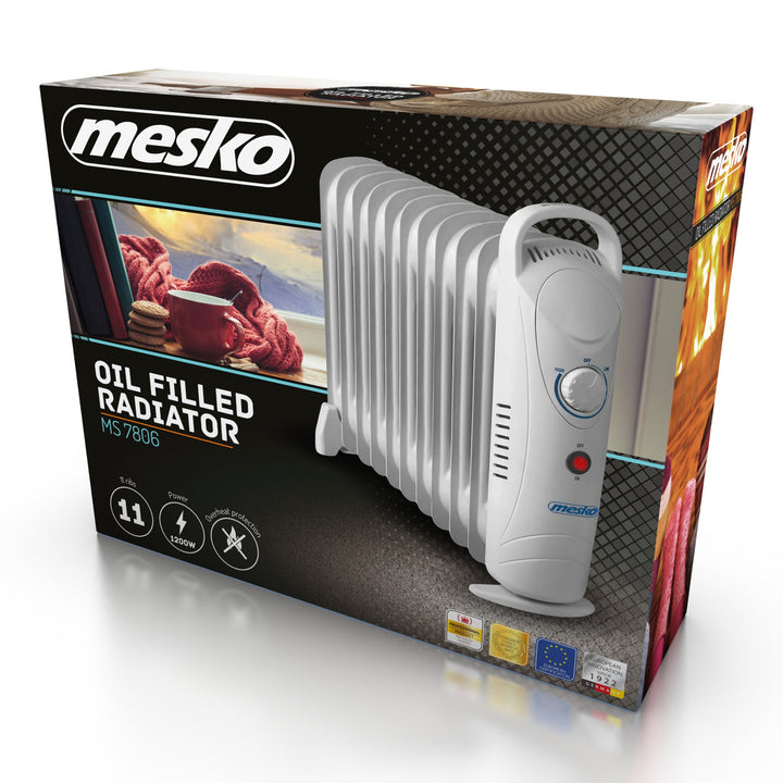 Mesko olajmelegítő, 11 borda, 1200W, hőmérséklet-szabályozás, szürke, MS 7806
