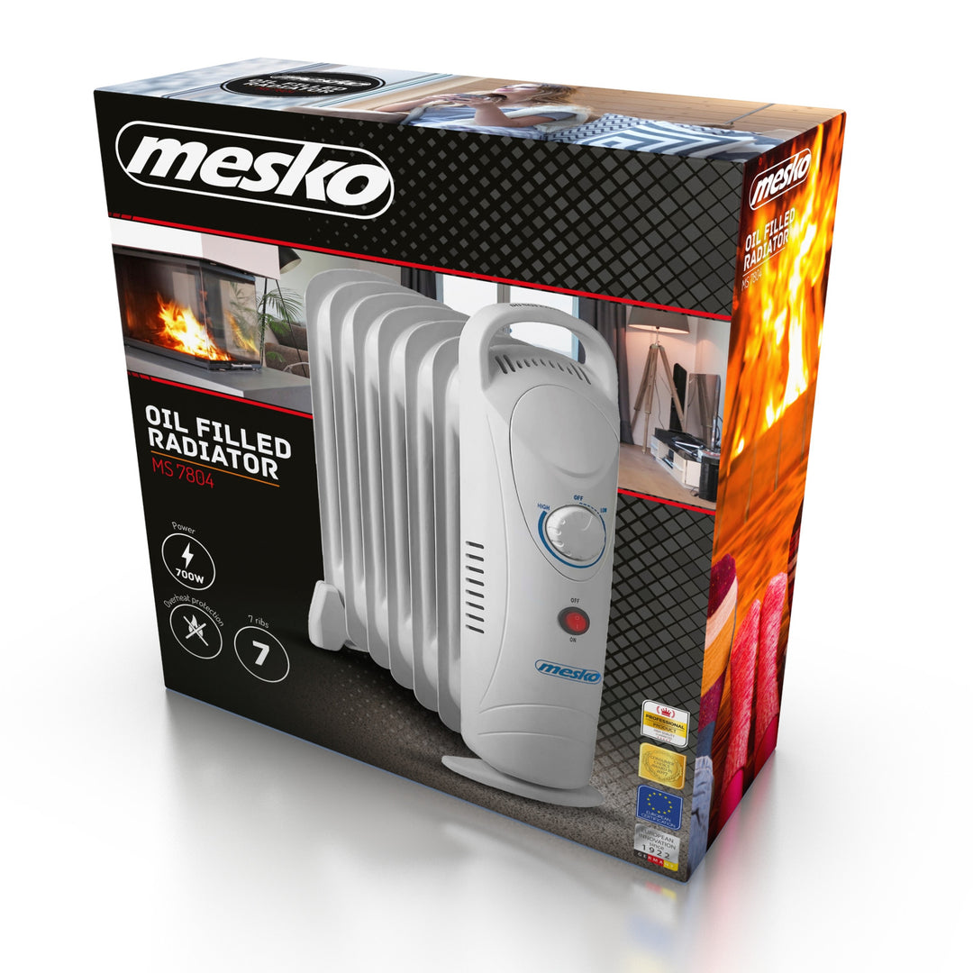 Mesko olajmelegítő, 7 borda, 800W, hőmérsékletszabályozás, szürke, MS 7804