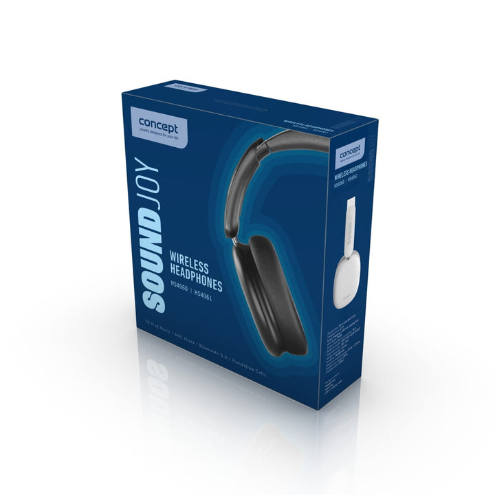 Concept SoundJoy vezeték nélküli fülhallgató, akár 70 óra lejátszási idő, Bluetooth 5.4, gyorstöltés, aktív zajszűrés 33dB-ig, fekete, HS4060