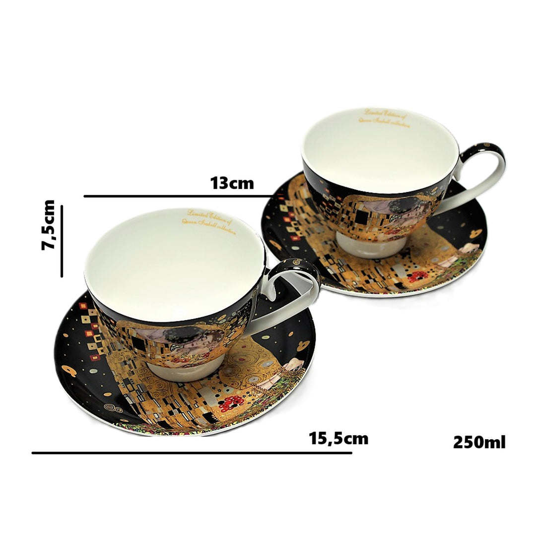 2 db Isabell királynő porcelán csésze, Klimt csók motívum, 250ml, W8KL356-22383