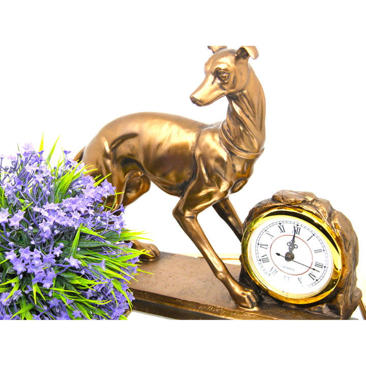Kutya figura, táblázat, óra, bronz dekoratív szobor, Isabel királynő