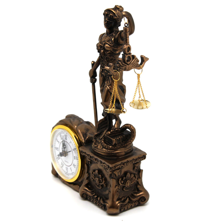 Themisz figura mérleggel és karddal, óra, bronz díszítés, Isabella királynő