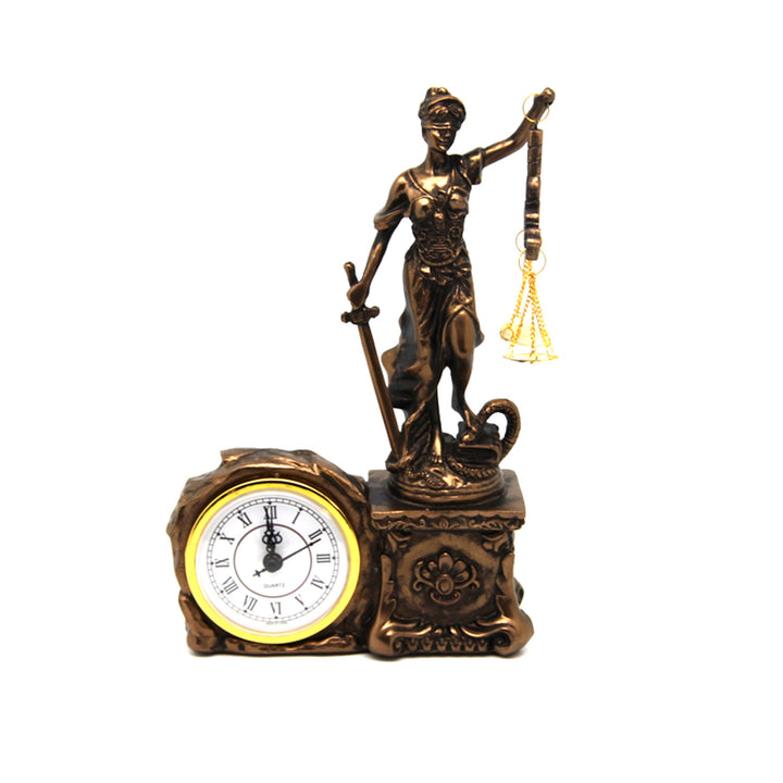 Themisz figura mérleggel és karddal, óra, bronz díszítés, Isabella királynő