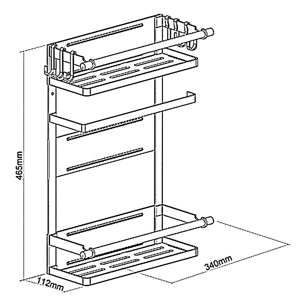Maclean mágneses polc hűtőszekrényhez/mosógéphez, fekete, 12kg max, MC-910, 4 db