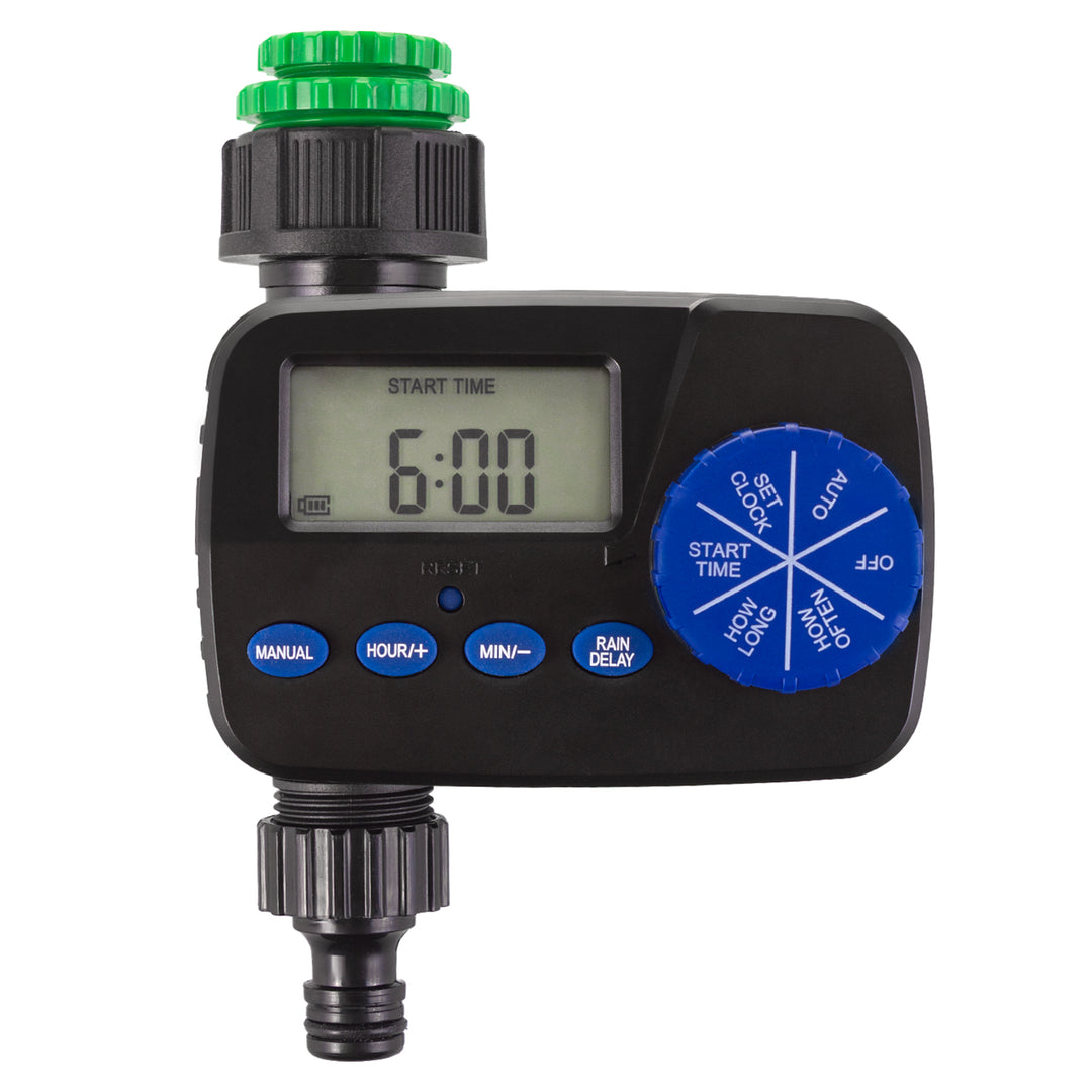 GreenBlue elektronikus öntözésvezérlő, programozó, tápegység 2x1.5V AA, GB390 + 2x Varta Industrial alkáli AA elem